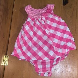 Carter’s Baby Girl Pink Gingham Dress Onesie. Size 12 months.